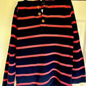 Crown and Ivy boy’s pullover hoodie blue with coral stripe size 6